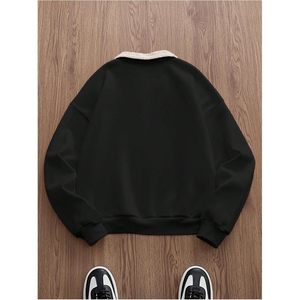 Sweat-shirt à col brodé personnalisé pour homme, manches longues, tricoté, style streetwear - Product Image 4