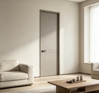 Porte intérieure battante moderne en MDF stratifié PVC, insonorisée, sans peinture, gaufrée, pour chambre à coucher, avec panneau mural et plinthe assortis