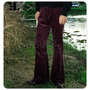 LARSUR Custom factory hippy abbigliamento in velluto a coste a vita alta pantaloni svasati slim fit da uomo con stivali skinny con taglio a campana pantaloni svasati