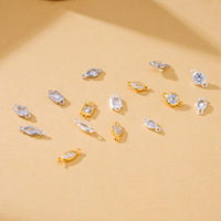 Vente en gros de composants de bijouterie en argent sterling 925 : breloques géométriques serties de zircone cubique et connecteurs à double anneau de jonction pour la création de bijoux DIY