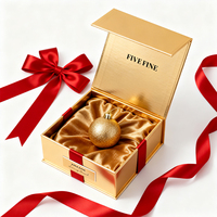 Boîte cadeau rigide en carton doré avec logo personnalisé Fivefine, estampage à chaud doré, pour Noël, anniversaires, fêtes - Emballage de luxe