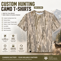 T-shirt de chasse camouflage Woodland pour homme à manches courtes, anti-humidité, extensible, avec logo personnalisé
