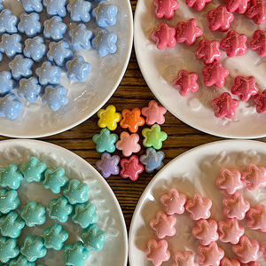 Schmuck zubehör Creme Fünfzackige Stern farbe Halb loch Haar Telefon kette Galvani sierte Acryl perlen - Product Image 4