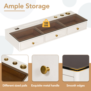 GO 47" Solid Wood <strong>Floating</strong> Shelf <strong>with</strong> <strong>Drawer</strong> Multi-Purpose Floor Mount Vanity Table Mounted <strong>Desk</strong> for Bedroom - Product Image 3