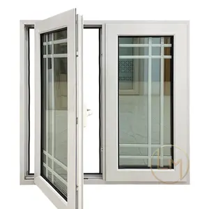 Высококачественные Ураганные закаленные стеклянные алюминиевые окна с двойным остеклением Балконные Алюминиевые створчатые окна