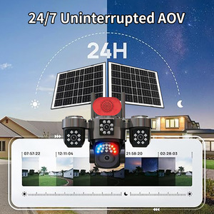 Caméra de surveillance solaire extérieure à 4 objectifs avec double panneau, stockage cloud, alarme, interphone vocal, en plastique aéronautique - Product Image 2