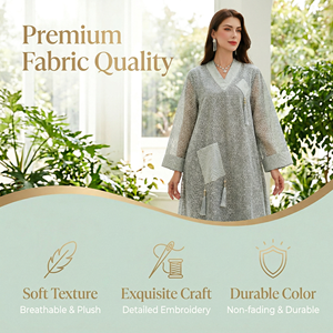 ชุดลำลองสไตล์อิสลามสำหรับผู้หญิง ดีไซน์กระเป๋าหลวมๆ ชุดเดรสยาว สวมใส่สบาย เหมาะสำหรับใส่ที่บ้าน จากผู้ผลิต - Product Image 6