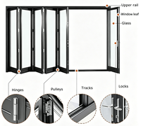 Porte pliante en verre avec cadre en aluminium, grands panneaux, isolation acoustique pour salon, véranda, projet de construction de maison de luxe