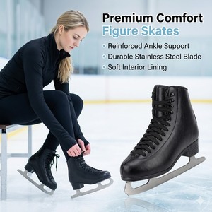 Bottes de patinage artistique sur <span class=keywords><strong>glace</strong></span> pour femmes de niveau moyen, dessus en cuir, lame en acier inoxydable - Product Image 1