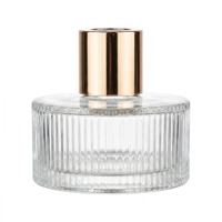Diffuseur de parfum en verre cylindrique à rayures verticales, diffuseur d'huiles essentielles avec fleurs séchées, bouteille diffuseur de parfum, MOQ