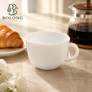 Bouteille en verre <span class=keywords><strong>opale</strong></span> blanc de 330 ml avec poignée, personnalisable avec logo, pour lait, café, miel, confiture, épices, emballage alimentaire, vente en gros, Bolong - Product Image 1