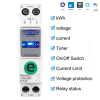 TOMZN TOB9e-63M Ewelink 110V 220V Compteur d'énergie intelligent WIFI, surveillance de la consommation Kwh, disjoncteur, relais temporisé, maison intelligente 63A