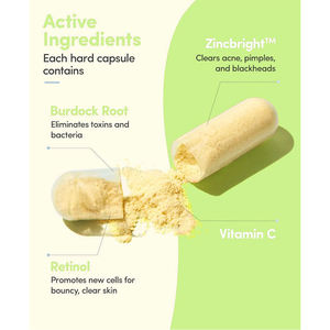 Cápsulas de alta calidad de marca privada con raíz de bardana y vitaminas A, C y B5 para combatir la inflamación de la piel y reparar la barrera cutánea. - Product Image 3