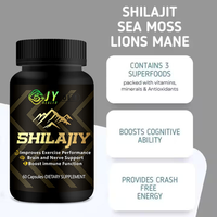 Capsules de Shilajit 85 Plus Minéraux, Boost d'Énergie Naturel, Soutien Cognitif, Santé Immunitaire, Complément Alimentaire OEM