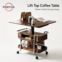 Table basse mobile moderne avec roulettes, hauteur réglable, chariot pliable, table d'appoint pour salon, vente en gros OEM ODM