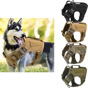 Conjunto de arnês tático para cães, casaco de treinamento resistente K9 Malinois para pastor alemão, grande, grande, resistente