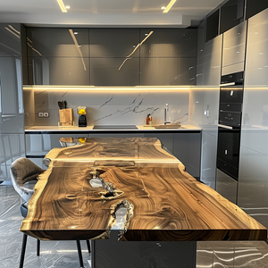 Rắn Bề Mặt Thiết Kế Hiện Đại Nhà Bếp Đảo Vanity Tops Tùy Chỉnh Thực Hiện Sống Cạnh Rắn Gỗ Bàn Ăn Phòng Tắm Hiện Đại - Product Image 6