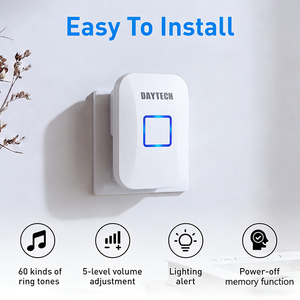 Timbre de timbre inalámbrico autoalimentado de Daytech, timbre de <span class=keywords><strong>puerta</strong></span> fuerte portátil con función impermeable para uso familiar, fácil instalación - Product Image 2