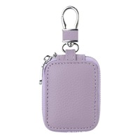 Étui pour Airpods en cuir véritable grainé lychee, mini, portable, anti-perte, avec fermeture éclair pour Airpods