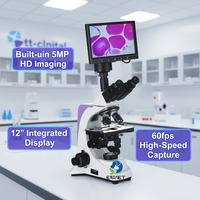 Microscope optique numérique LCD stable pour vétérinaires EUR VET, microscope biologique trinoculaire pour vétérinaires