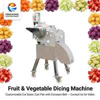 Commerciële Fruit- en Groentesnijder Kubus Snijmachine 3-25mm Dobbelstenen 500-1200kg/H Roestvrijstalen Motor 380V/220V