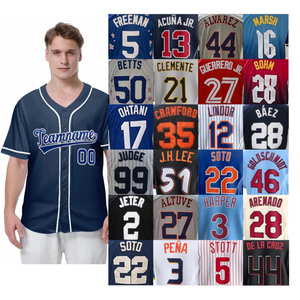 2026 rapida asciugatura traspirante MARSH ACUNA JR LINDOR HARPER JETER blu bianco rosso personalizzato da uomo maglia da Softball uniforme maglie da Baseball - Product Image 2
