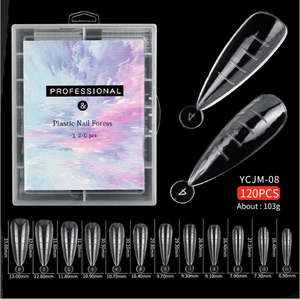 120 Uñas Postizas Extra Largas de PVC XL XXL para Extensión de Uñas de Gel, Formas de Uñas Francesas Tipo Mariposa - Product Image 1