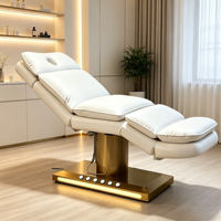 Fauteuil de beauté électrique à 3 moteurs avec base dorée, table de traitement cosmétique réglable, table de massage pour salon, spa, clinique