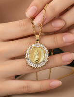 Collier religieux élégant en cuivre et zircon Z H pour femmes, chaîne à maillons plaquée or 14 carats, bijoux minimalistes haut de gamme, cadeau