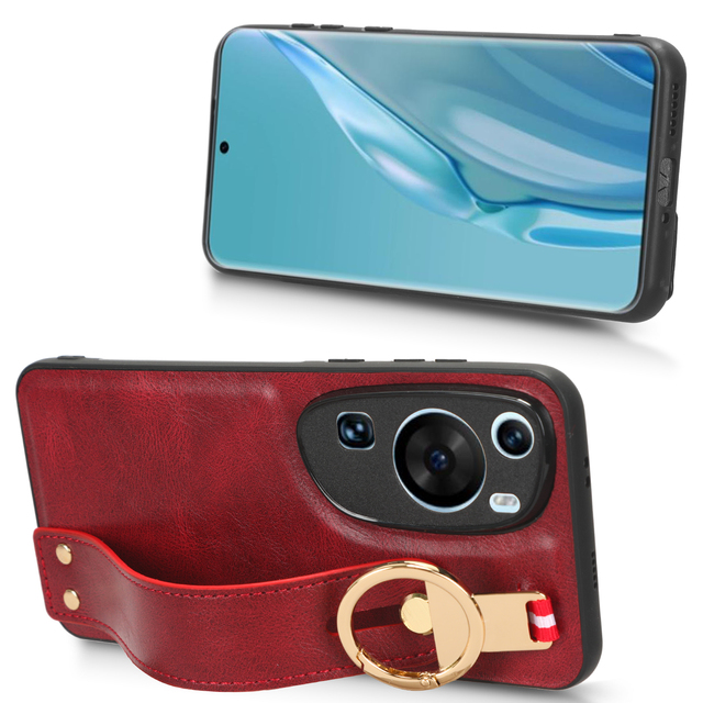 New Multifunctional PU Leather Protective Shell Cover with Wrist Strap for Huawei P60 Art Back Mobile Phone Case