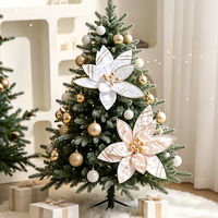 Fleurs artificielles dorées et blanches Lantingxu à prix d'usine pour décorations de sapins de Noël – Ornements modernes et populaires personnalisables