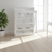 Fabricante moderno Mesa de comedor dos en uno Estante de conversión de metal extensible Diseño de almacenamiento simple Muebles de estilo de panel de madera