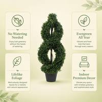 Arbre topiaire artificiel en spirale double hélice, en pot, pour décoration intérieure, réaliste, faux vert, PE écologique, durable