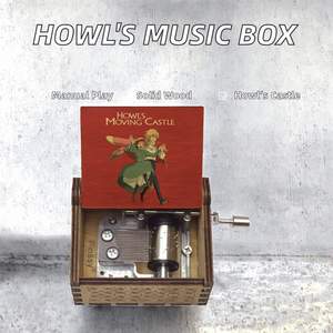 Nouvelle Boîte à Musique Carrée <span class=keywords><strong>en</strong></span> Bois à Manivelle, Motif Château Ambulant de Howl, Chant de Vie, 15 Sons, Cadeau de <span class=keywords><strong>Noël</strong></span> et d'Anniversaire pour Enfant - Product Image 2