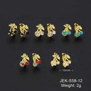 JXX Hot Sale Women Brass <b>Jewelry</b> Cherry Style Fashion <b>Jewelry</b> Earrings Brass Colorful Cz Hoop Earrings Huggie - Product Image 6