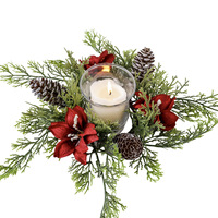 Weihnachtliche Kiefern-Kerzenringe und -Kränze, Mini-Kiefernkerzenhalter-Girlande für Weihnachten, Feiertage, Kirche, Zuhause und Tischdekoration