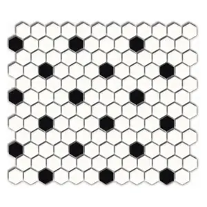Hot Sale 282*271/325*282mm 3d White And Black Glazed Bright Hexagon Decoration Mosaic Wall Tile