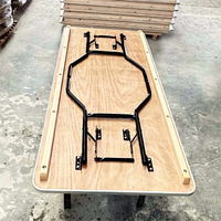 6 ft runder sperrholz-trestel klapptisch mit metallrand