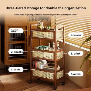 Étagère à collations en bambou <span class=keywords><strong>de</strong></span> luxe léger, <span class=keywords><strong>chariot</strong></span> <span class=keywords><strong>de</strong></span> rangement mobile sur roulettes pour salon, support <span class=keywords><strong>de</strong></span> rangement pour jouets sur pied - Product Image 5