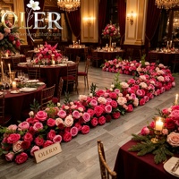 Nouvelle rangée de fleurs artificielles en soie rose vif pour allée de mariage, décoration de fond de scène, vente en gros personnalisée
