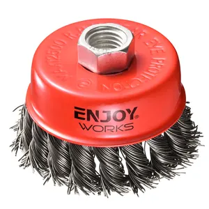 Brosse de coupe de fil de meuleuse torsadée et nouée en acier inoxydable populaire pour le polissage