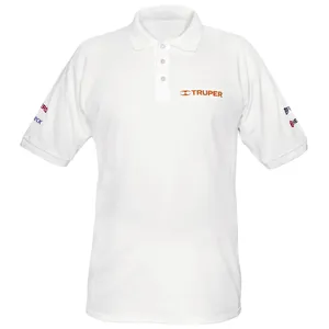 Truper เสื้อโปโลผู้ชายสีขาวขนาด XL ผ้าไหมถักผ้าพิมพ์ลายดอกไม้และกระดุมตกแต่ง ODM ODM - Product Image 1
