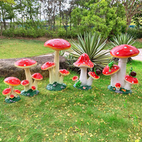 Ornement de champignon artificiel écologique de grande taille pour jardin extérieur, cour, pelouse, micro-paysage, sculpture en fibre de verre