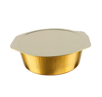 Boîtes à lunch jetables écologiques de qualité alimentaire en gros personnalisées, couleur or, en aluminium recyclé, couvercle en PET, contenants à emporter