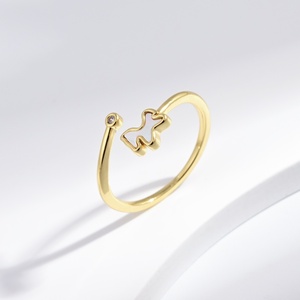 Bague ajustable en argent sterling 925 plaqué or 14 carats pour femme, motif papillon mignon pour enfant, coquillage, pas cher, usage quotidien - Product Image 5
