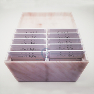 Pink Marble Acrylic Eyelash Extensions Box Plexiglass Lash Tile Palette Box with Lid