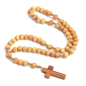 Perles en bois chapelet catholique Bracelets en bois <span class=keywords><strong>Christ</strong></span> jésus croix perles religieuses en bois chapelet catholique Bracelet à brins - Product Image 5
