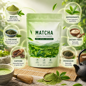 Fibra Dietética de Alta Calidad, Té Verde Matcha Orgánico Puro en Polvo, Antioxidante, Refuerzo Inmunológico, Empaque Personalizable, 5g por Porción - Product Image 2