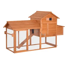 Chilochilo 59" Chicken Coop Mobile Hen House Outdoor Wooden Poultry Cage with Nest Box