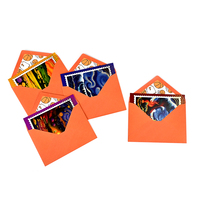 Tarjetas de Agradecimiento con Impresión de Logotipo Personalizado de Alta Calidad, Estampado en Caliente, Pintura al Óleo, Tarjeta de Felicitación con Sobres Naranjas